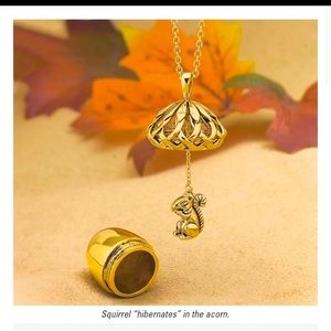 Golden Acorn Squirrel Pendant